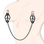 BDSM Nipple Clamps with Chain, Non-Piercing Clip for Breast & Clit Stimulation