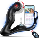 Wiggling Prostate Massager with Taint Stimulator & Cock Ring – APP Control Vibrator