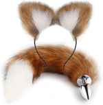 2-Piece Fox Tail Butt Plug Set with Cat Ear Headband – Anal Toys for Couples