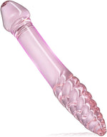 Glass Double-Ended Dildo with Spiral Texture & Realistic Glans for G-Spot & Anal Play