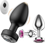 3PCS Vibrating Metal Anal Plugs with Remote Control, 10 Vibration Modes for Men & Women