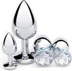 4PCS Jewel Anal Plug Set, G-Spot Training Kit for Beginners, Unisex (White)