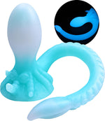 Glow-in-the-Dark Dual-Ended Silicone Dildo, Soft Flexible Tentacle Anal Plug