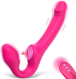 Strapless Strap-On Dildo Vibrator with Remote, 10 Modes, Double-Ended Silicone Toy