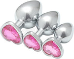 3-Piece Luxury Heart Jewelry Design Metal Butt Plug Set (Pink)