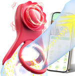 App-Controlled Vibrating Cock Ring for Couples, 10 Vibration Modes, Clitoral & Penis Sleeve