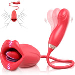 4-in-1 Rose G-Spot Vibrator for Women, 10 Tongue Licking & Finger Vibrations