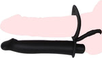 Strap-On Double Penetration Dildo with Vibrating Butt Plug & Cock Ring