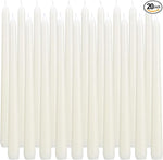 Set Of 20 Ivory Taper Candles, 10-Inch Unscented And Smokeless, Long-Burning Paraffin Wax With Cotton Wicks, Approx. 7-8 Hours Burn Time