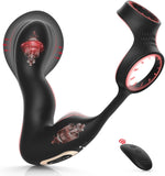 Inflatable Prostate Massager with 10 Vibration Modes & Cock Ring β Remote Control