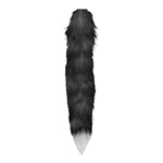 Snap-On Interchangeable 16.5 Inch Black & White Fox Tail For Anal Plug | Thick Long And Furry Animal Tail For Women | Soft Vegan Friendly Faux Fur Tail | Kinky Animal Play Fox Cosplay Tail | But