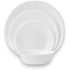 Vitrelle 18-Piece Service for 6 Dinnerware Set, Triple Layer Glass and Chip Resistant, Lightweight Round Plates and Bowls Set, Winter Frost White