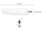 Ooiixx Sexy Fox Tail Cosplay Anal Plug Anal Butt Plug Adult Sex Toys for Women Men Couple Stainless Steel Anal Plug (White)