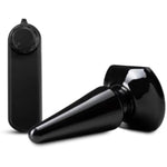 - Basic 4 Inch Vibrating Anal Plug - Tapered For Comfort - 1.25Max Width - Remote Controlled Tunable Vibrations - Anal Sex Toys For Women Men Couples - Black