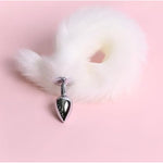 Animal Tail Anal Plug Sexy Fox Cat Dog Tail Cosplay Anal Plug Adult Erotic Sex Toys Flirting Anal Butt Plug Fluffy Tail Butt Plug Roleplay (White)