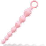 Anal Beads, Silicone Flexible Anal Chain Butt Plug With 7 Gradual Balls And Pull Loop Prostate Massager G-Spot Stimulator Anal Training Sex Toy For Beginner 8.23 Inch, Pink