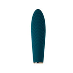 Share Satisfaction Raya - Luxury Textured Clitoral Vibrator With 10 Vibration Modes, Curved And Tapered Tip For Pinpoint Stimulation, Silicone, Waterproof And Usb Rechargeable - Dark Green