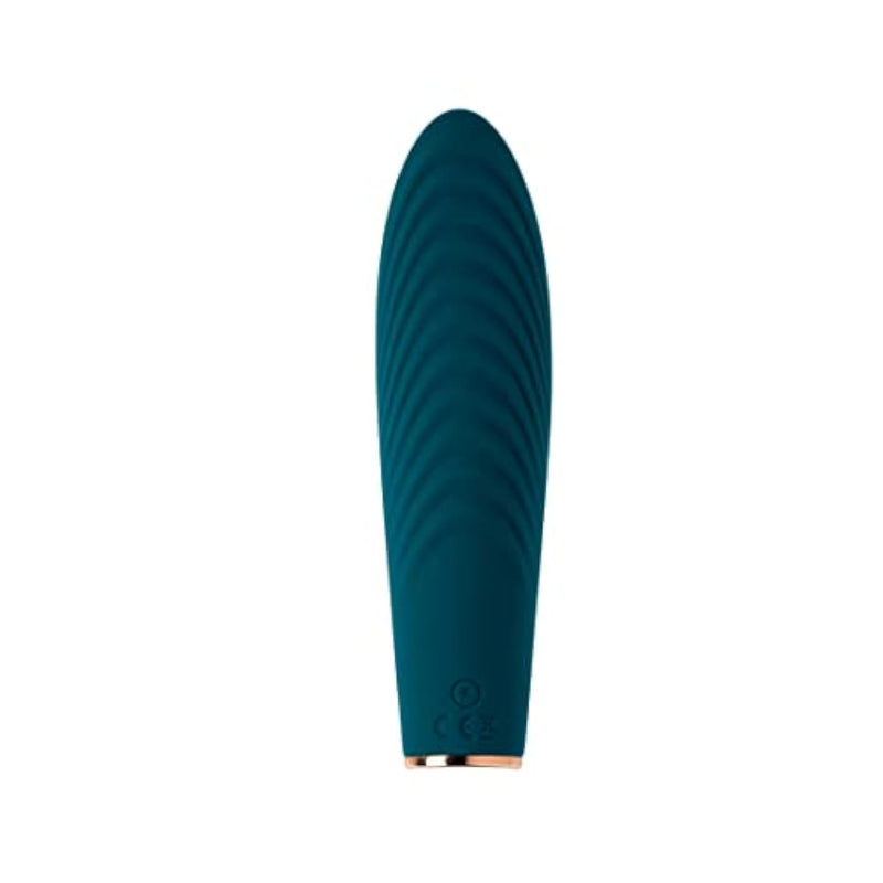 Share Satisfaction Raya - Luxury Textured Clitoral Vibrator With 10 Vibration Modes, Curved And Tapered Tip For Pinpoint Stimulation, Silicone, Waterproof And Usb Rechargeable - Dark Green