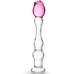 Glass Anal Plug Rose G-Spot Dildo Butt Plug With Gradual Beaded Ridges Prostate Massager Sex Toy For Men Women Masturbation