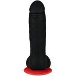 Deluxe Black/Red Mamba Dildo - G-Spot And Anal Dildo With Suction Cup - Skin-Friendly Silicone, Realistic Design (8.3 Inches)