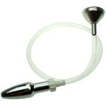 Metal Bullet Anal Plug With Hole For Men And Women Transparent Hose Enema Cleaning Irrigator Metal Funnel Injector Sex Toy