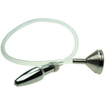 Metal Bullet Anal Plug With Hole For Men And Women Transparent Hose Enema Cleaning Irrigator Metal Funnel Injector Sex Toy