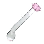 Glass Anal Plug Trainer with Rose Loop, Butt Plug Prostate Massager with Long Neck Base, G-Spot Glass Dildo Pleasure Wand Crystal Anal Sex Toys Stimulator for Men Women Masturbation (S)
