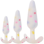 Anal Butt Plug Training Kit – 3 Sizes (Small, Medium, Large), Silicone, Waterproof, Flexible & Body-Safe, Beginner To Advanced Butt Plug Trainer Set (Confetti)