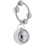 Stainless Steel Metal Weighted Pendant Penis Ring With 4 Beads, Metal Heavy Ball Male Cock Ring Bondage Penis Ring