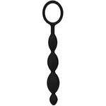 Narrow Anal Chain - Flexible Anal Beads With Stimulating Sphere Structure In Soft Silicone With Retaining Ring (6.1 Inches)