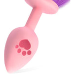 Sexy Fox Tail Anal Butt Plug With 2 Replaceable Anal Plug Silicone Butt Plug Sex Fox Tail Metal Anal Trainer Anal Tail Cute Cosplay Foxtail Anal Sex Toys For Women Man Beginners (Purple+White)