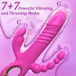 Rechargeable Thrusting Rabbit Vibrator with 7 Speeds & Modes, Waterproof Silicone