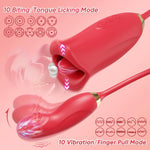 4-in-1 Rose G-Spot Vibrator for Women, 10 Tongue Licking & Finger Vibrations