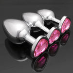3-Piece Luxury Heart Jewelry Design Metal Butt Plug Set (Pink)