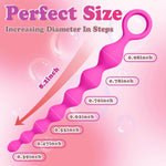 8.2-Inch Silicone Anal Beads Butt Plug with Pull Ring, G-Spot Stimulator (Pink)