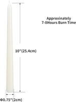 Set Of 20 Ivory Taper Candles, 10-Inch Unscented And Smokeless, Long-Burning Paraffin Wax With Cotton Wicks, Approx. 7-8 Hours Burn Time