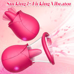 2-in-1 Rose Vibrator – Licking & Suction Stimulator for Clitoral & Nipple Pleasure