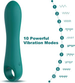Discreet Lipstick Bullet Vibrator – 10 Modes, Portable Clitoral Stimulator (Green)
