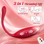 3-in-1 Remote Control Thrusting Egg Vibrator, 9 Modes, Waterproof, Red