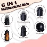 6-in-1 Realistic Thrusting Dildo Vibrator, G-Spot Silicone Toy with Rotation & Remote