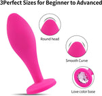 3PCS Jeweled Silicone Anal Plug Set, Training Kit for Men & Women (Pink)