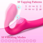 Strapless Strap-On Dildo Vibrator with Remote, 10 Modes, Double-Ended Silicone Toy