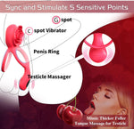 Healexcer Vibrating Cock Ring with Rose Stimulator & Testicle Massager – 9 Modes