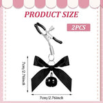 2PCS Non-Piercing Nipple Clamps – Adjustable Stainless Steel Bow Clips with Bells