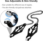 BDSM Nipple Clamps with Chain, Non-Piercing Clip for Breast & Clit Stimulation