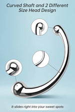 Dual-Ended Metal Dildo Wand for G-Spot & Anal Massage, Curved Design for Couples