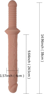 14.9-Inch Flexible Double-Ended Dildo with Handle – Realistic Dual-Headed Toy