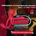 Vibrating Penis Ring with Rose Clitoral Stimulator for Couples & Enhanced Pleasure