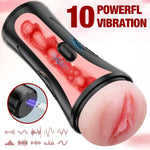 Vibrating Male Masturbator with 7.5" Textured Sleeve, Soft Realistic Stroker