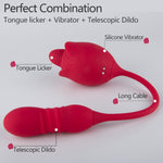 3-in-1 Rose Vibrator with Thrusting, Licking & G-Spot Stimulation for Women & Couples